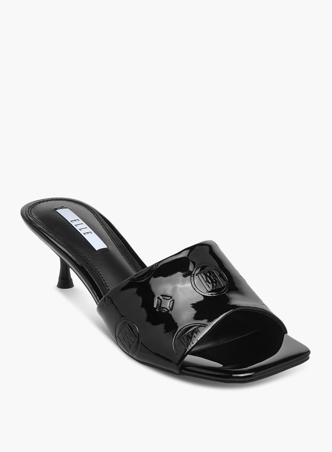 ELLE Women's Logo Embossed Slip-On Sandals with Kitten Heels - Image 2