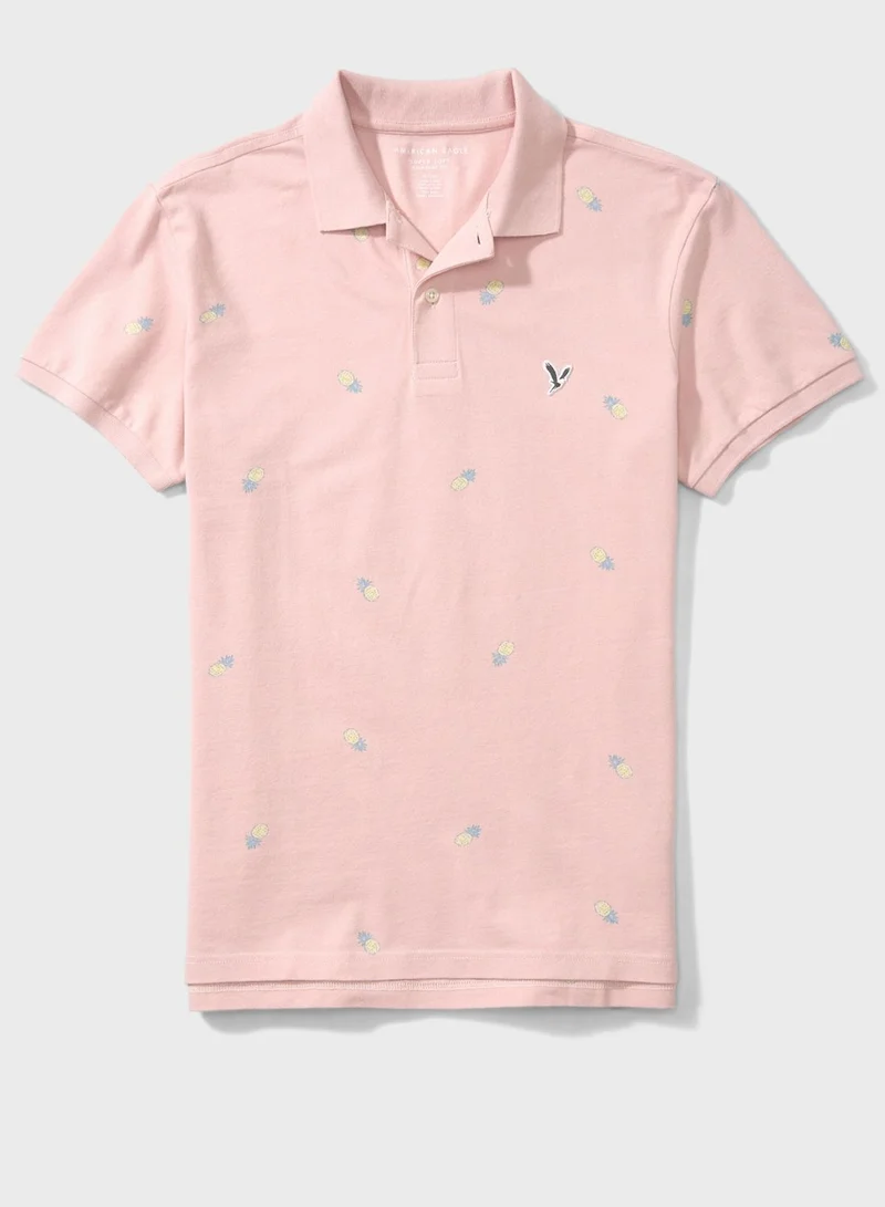 American Eagle Printed Pique Polo