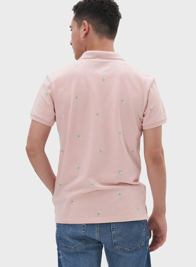 American Eagle Printed Pique Polo