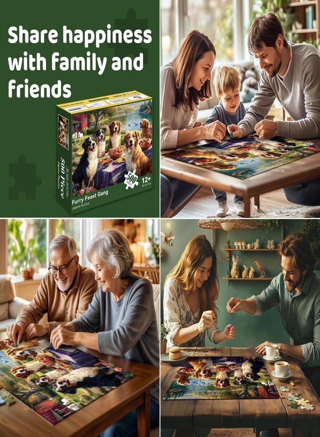 EIYRURU 500 Piece Jigsaw Puzzle for Adults - Five Dogs Lakeside Picnic Jigsaw Puzzles 500 Pieces, Spring Nature Animal Puzzles for Adults 500 Pieces, Challenging Perfect for Game Nights, 20.5 X 15 in - Image 5