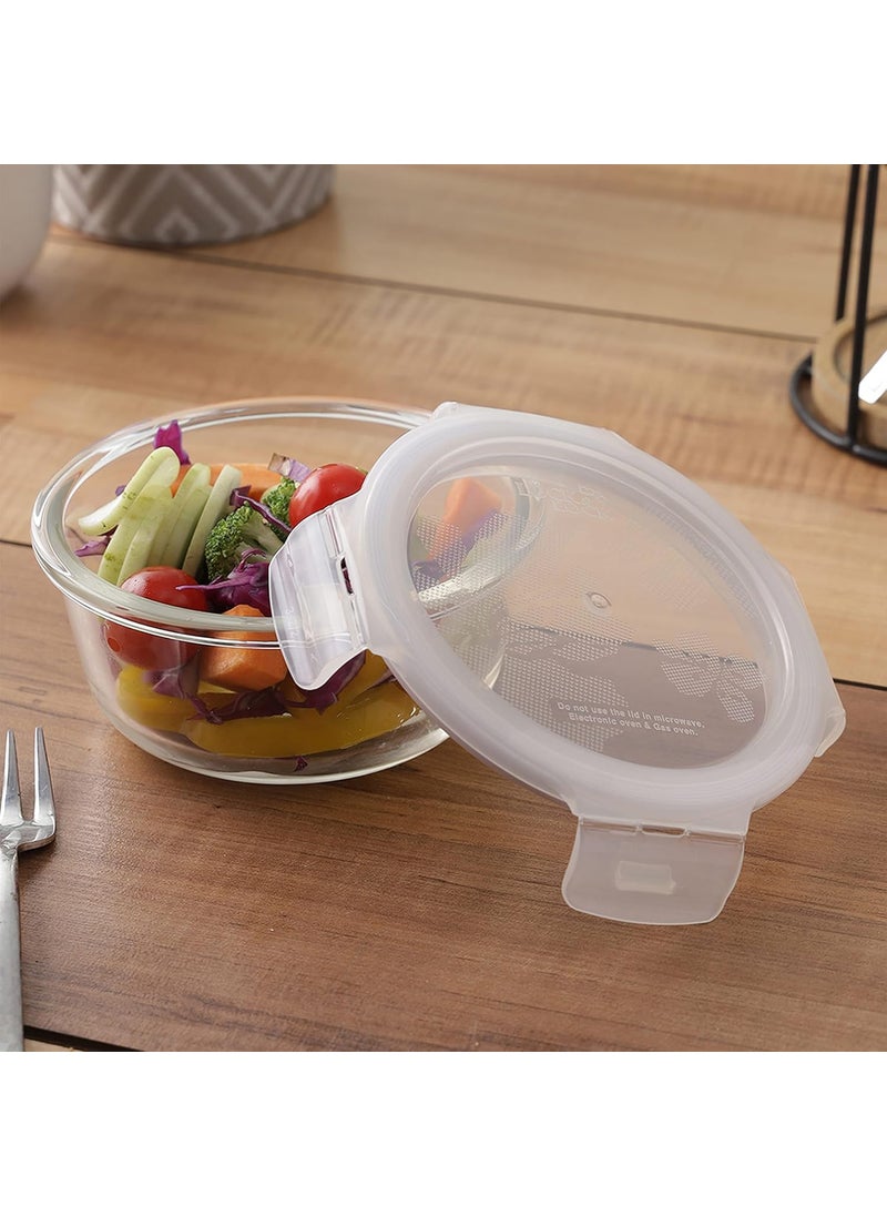 LOCK & LOCK - Lock&Lock Euro Glass Round Bake and Store Container, 380ml, Transparent, Set of 3 (LLG821*3) - Image 1