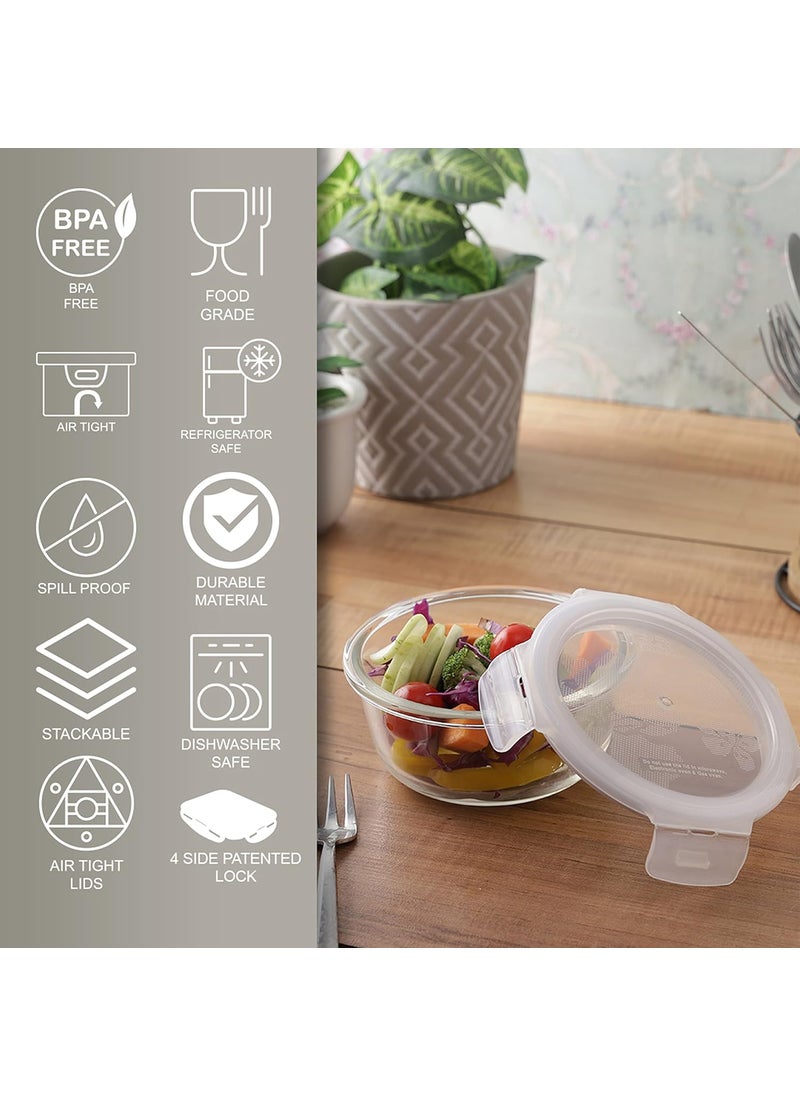 LOCK & LOCK - Lock&Lock Euro Glass Round Bake and Store Container, 380ml, Transparent, Set of 3 (LLG821*3) - Image 1