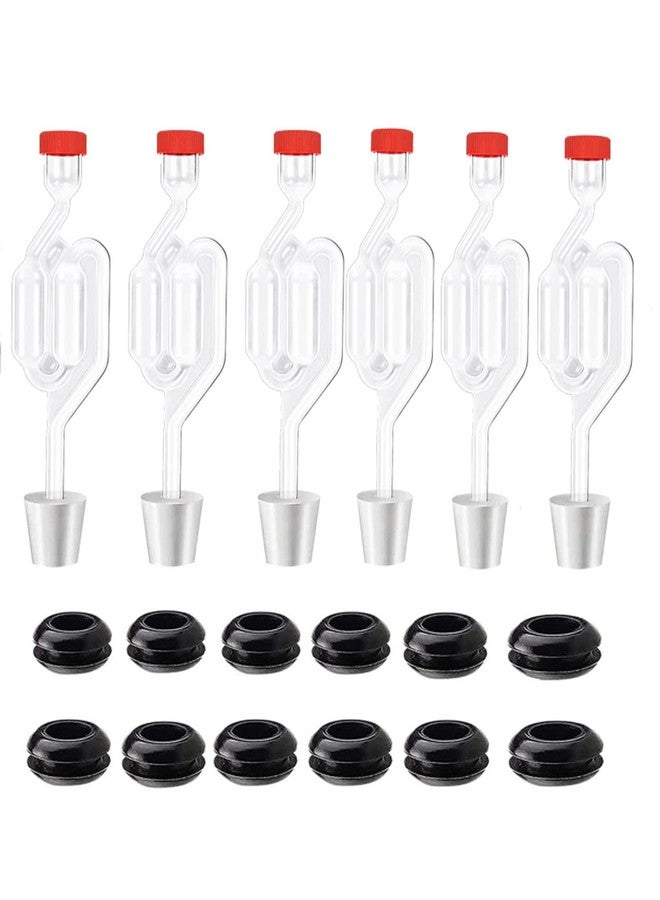 Zazolyne Twin Bubble Airlock Set [6 Pack], Brew Kits Airlocks for Fermenting,Fermentation Airlock with 6 Stoppers + 12 Grommets - Image 1