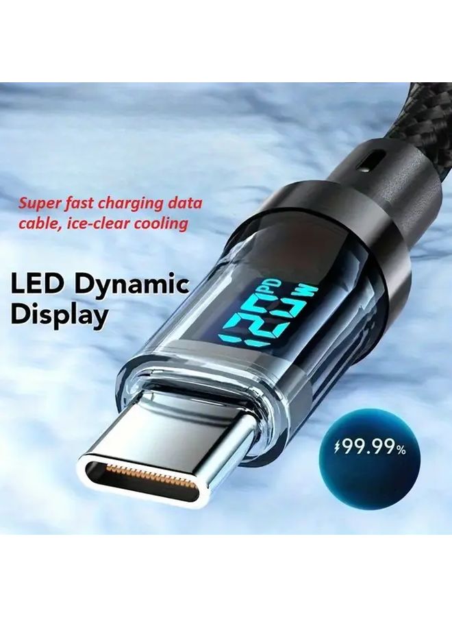 79in USB C Cable with LED Display 100W Fast Charging Data Transfer Durable Fabric - Image 1