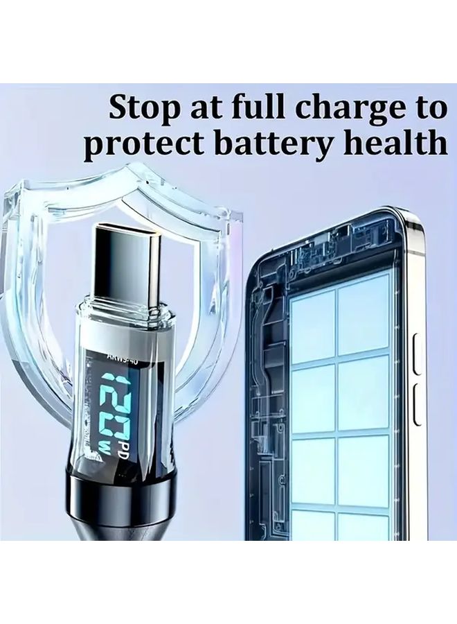 79in USB C Cable with LED Display 100W Fast Charging Data Transfer Durable Fabric - Image 3