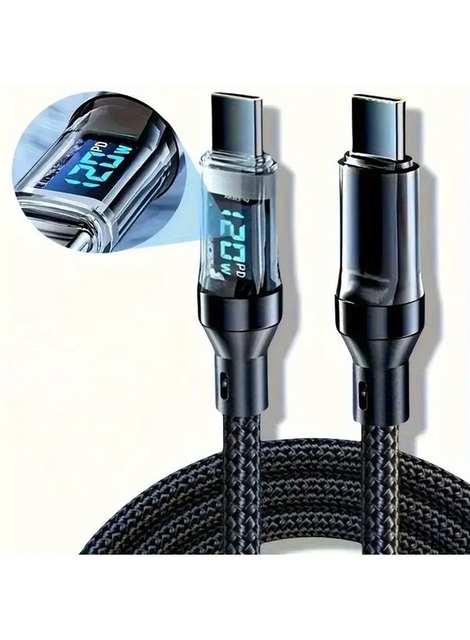 79in USB C Cable with LED Display 100W Fast Charging Data Transfer Durable Fabric - Image 2