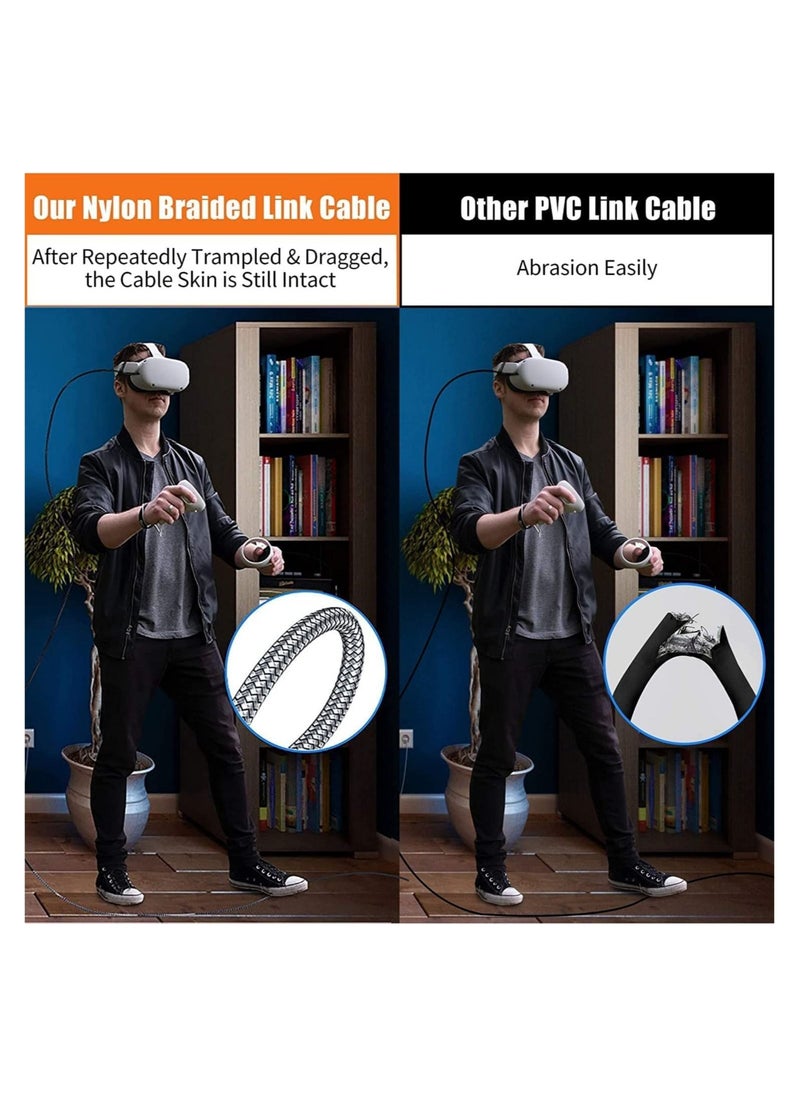 Generic - 16 FT Link Cable for Oculus/Meta Quest 2/1 and PC/Steam VR, Braided USB 3.2 A to C Compatible for Oculus Quest 2 Link Cable, High Speed PC Data Transfer, Fast Charging for VR Headset(Grey) - Image 1