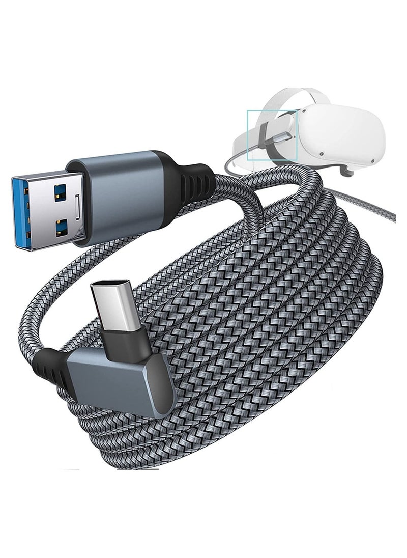 Generic - 16 FT Link Cable for Oculus/Meta Quest 2/1 and PC/Steam VR, Braided USB 3.2 A to C Compatible for Oculus Quest 2 Link Cable, High Speed PC Data Transfer, Fast Charging for VR Headset(Grey) - Image 1