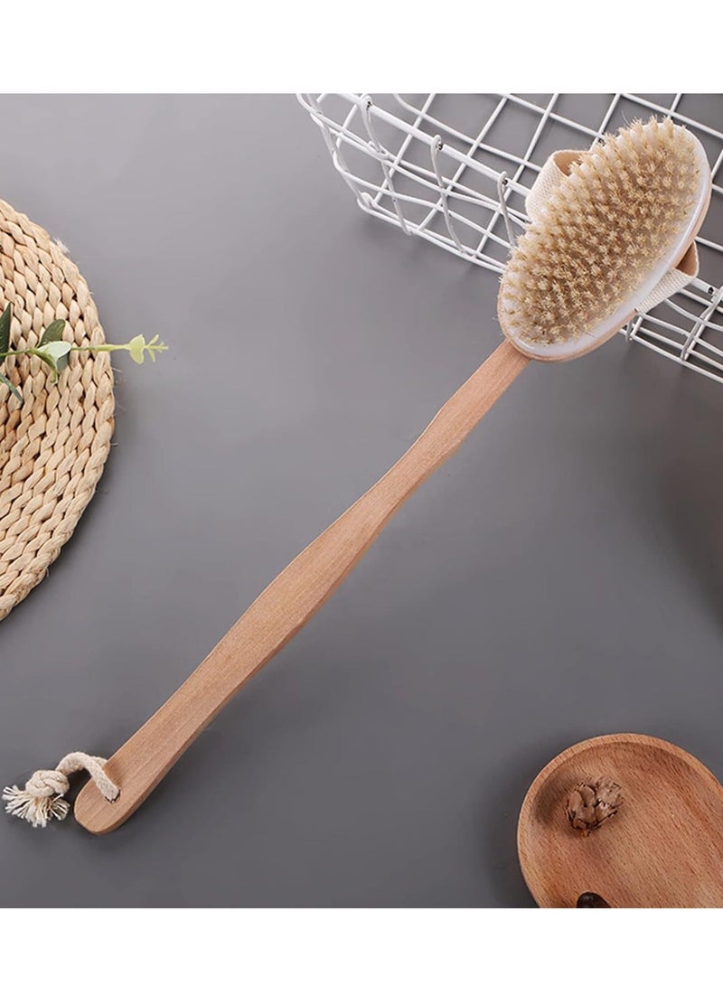 Bath Body Brush Soft Bristles Shower Back Scrubber Beige - Image 1
