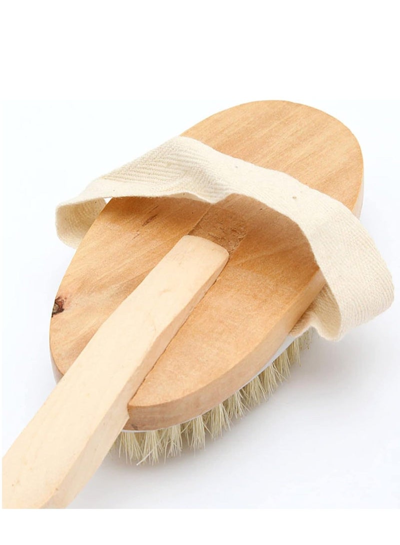 Bath Body Brush Soft Bristles Shower Back Scrubber Beige - Image 4