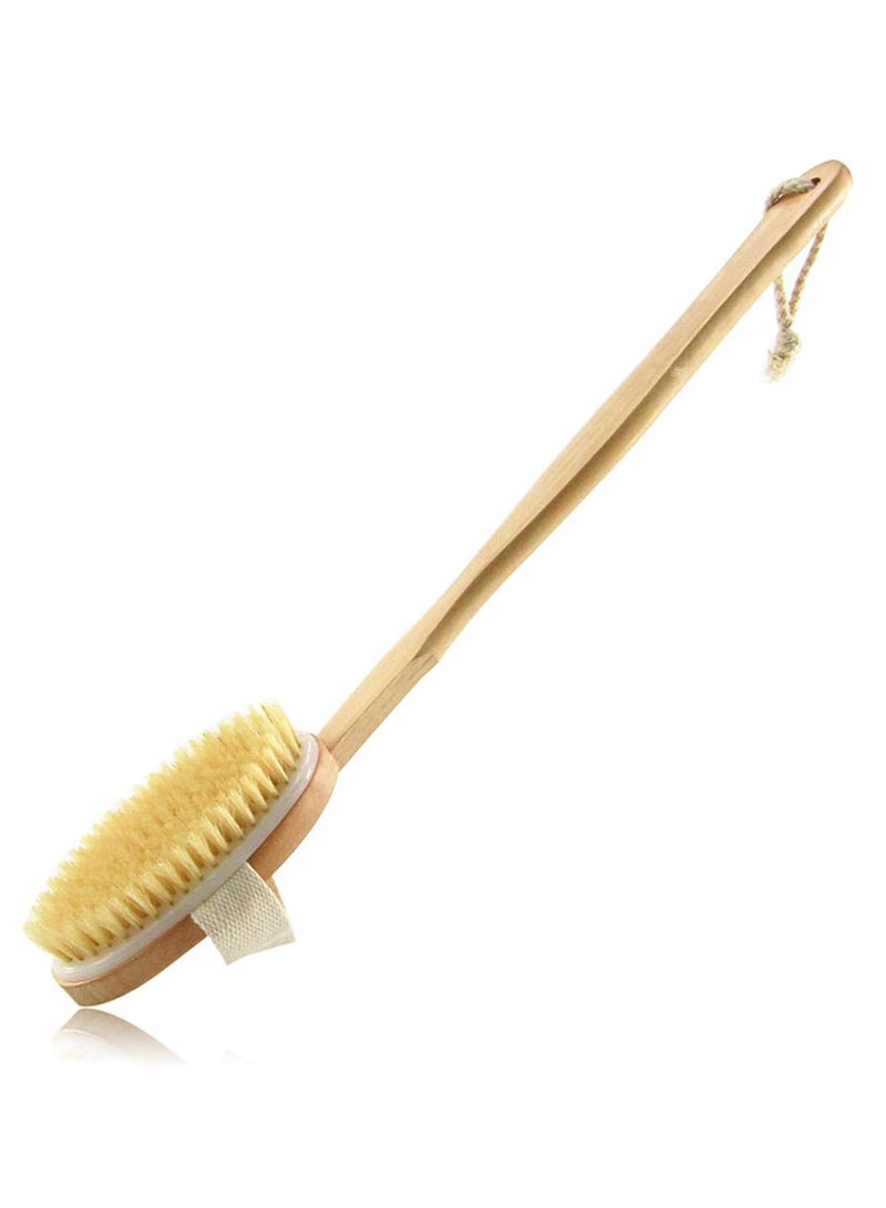 Bath Body Brush Soft Bristles Shower Back Scrubber Beige - Image 2