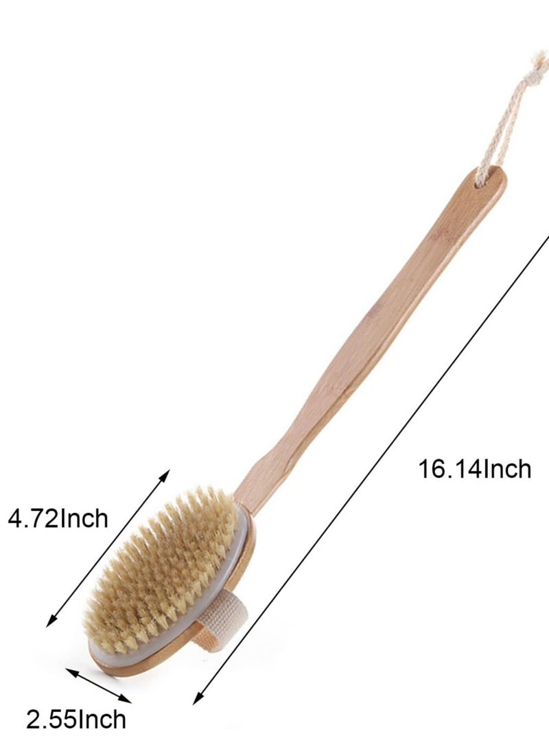 Bath Body Brush Soft Bristles Shower Back Scrubber Beige - Image 3