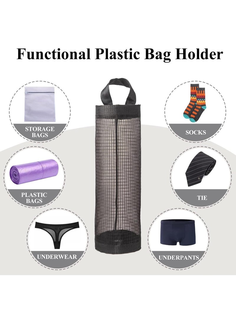 jaexest Plastic Bag Holder – 2 Pack Mesh Grocery Bag Storage Dispenser | Hanging Organizer for Reusable & Disposable Bags – Under Sink, Pantry or Laundry Room – Black - Image 5