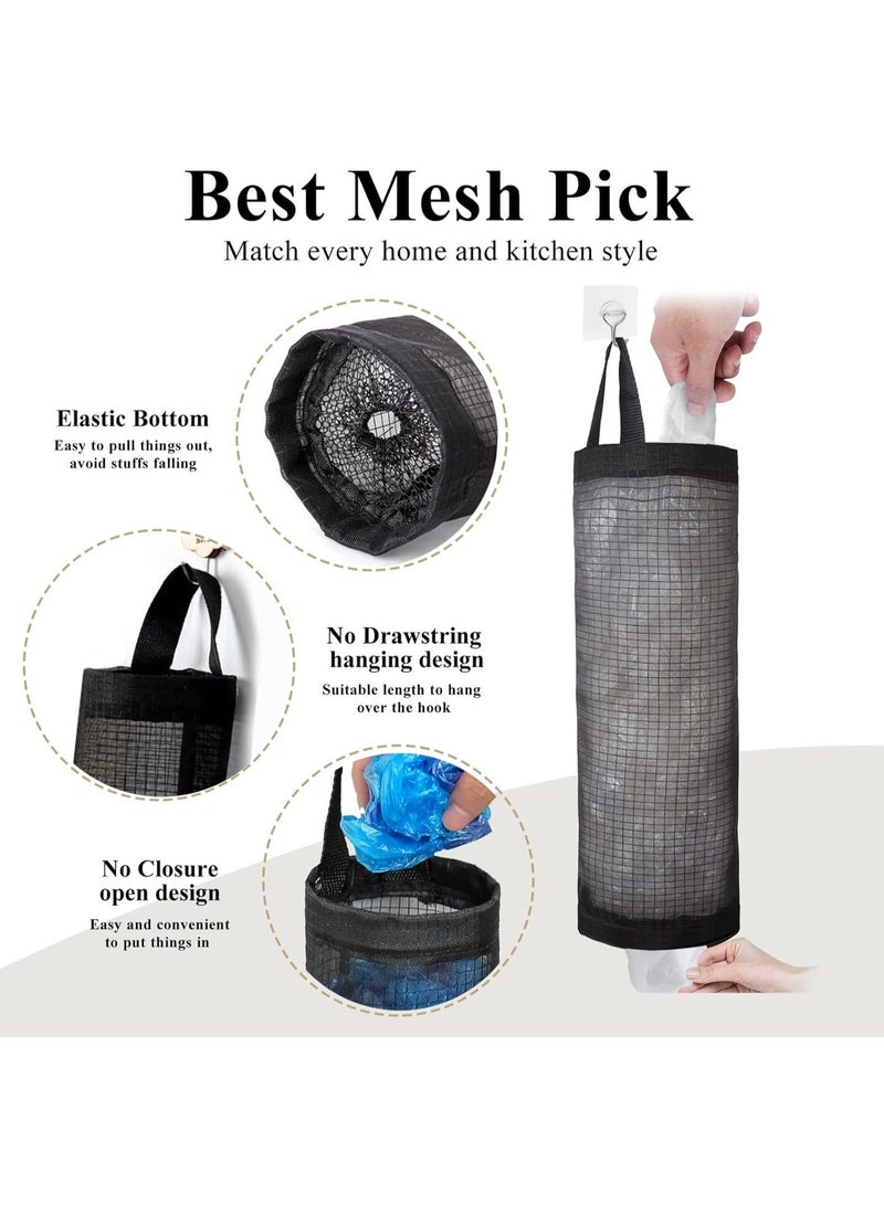 jaexest Plastic Bag Holder – 2 Pack Mesh Grocery Bag Storage Dispenser | Hanging Organizer for Reusable & Disposable Bags – Under Sink, Pantry or Laundry Room – Black - Image 4