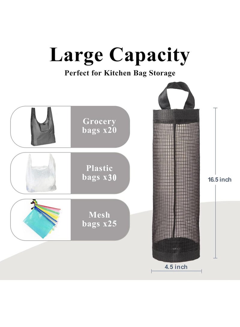 jaexest Plastic Bag Holder – 2 Pack Mesh Grocery Bag Storage Dispenser | Hanging Organizer for Reusable & Disposable Bags – Under Sink, Pantry or Laundry Room – Black - Image 3