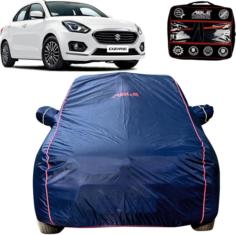 Able Parashuit Blue WR Series Car Body Cover with Mirror Pockets and Driver Door Zipper Compatible for Maruti Swift DZIRE New Type-III (2017 to Till Now Model) - Image 1