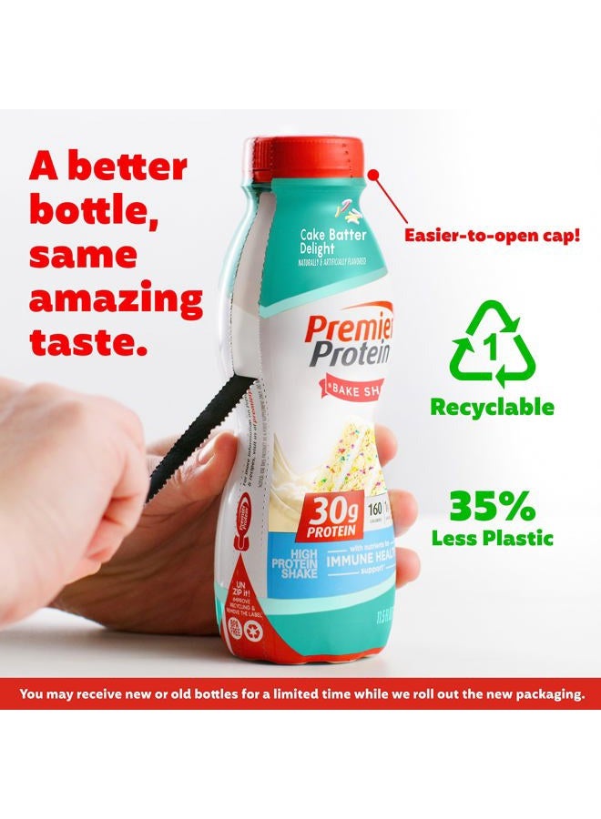 Premier Protein شيك، خليط كعكة، 30 جرام بروتين، 1 جرام سكر، 24 فيتامينات ومعادن، مغذيات لدعم صحة المناعة، 11.5 أونصة سائلة، 12 حبة - Image 2