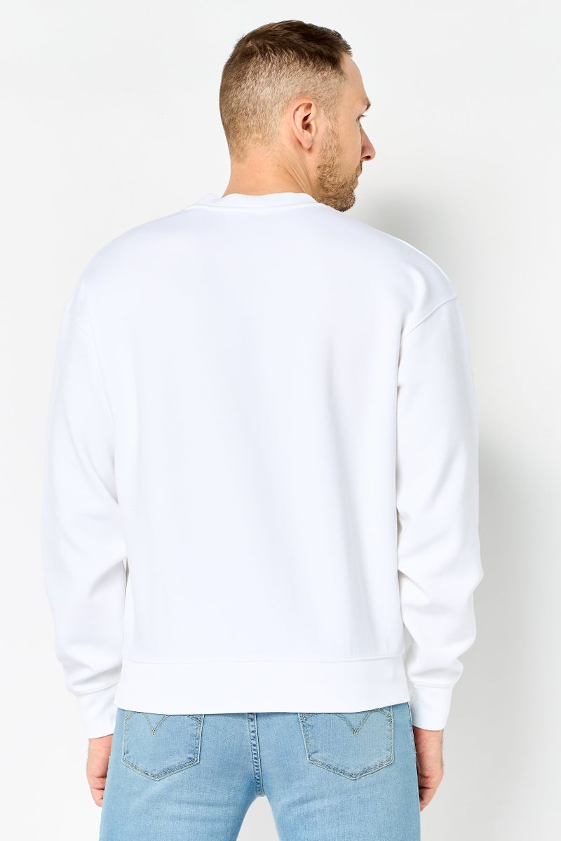 LACOSTE Men Crew Neck Brand Logo Long Sleeve Sweatshirt, White - Image 4