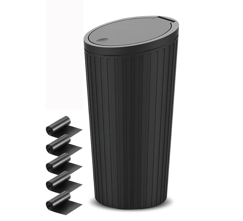 JOYSKY Car Trash Can with Lid - Mini Cup Holder Trash Bin with 5 Roll Trash Bags - Image 1