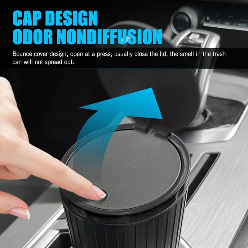JOYSKY Car Trash Can with Lid - Mini Cup Holder Trash Bin with 5 Roll Trash Bags - Image 3