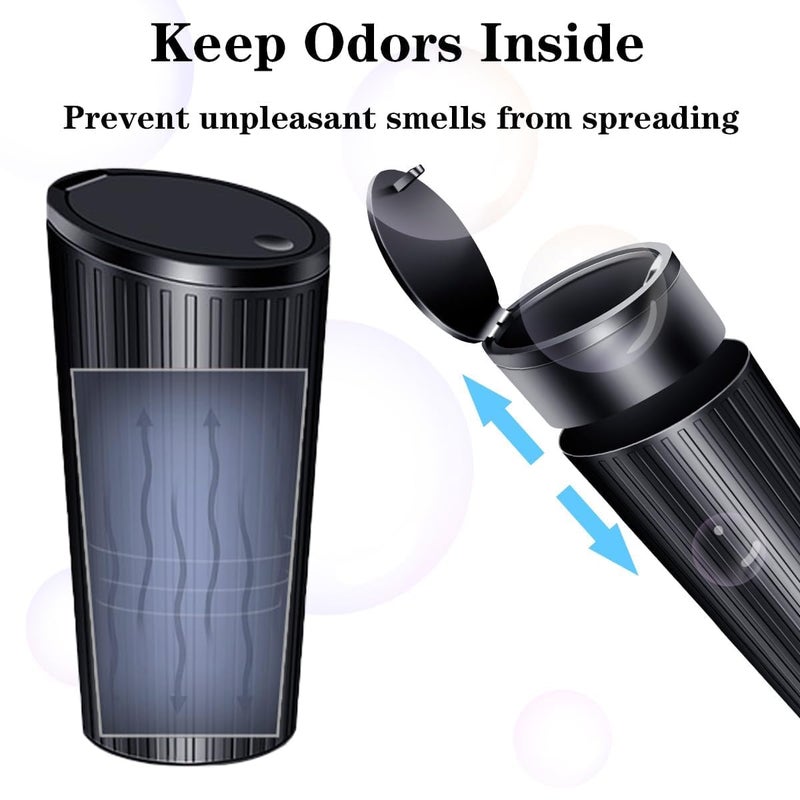 JOYSKY Car Trash Can with Lid - Mini Cup Holder Trash Bin with 5 Roll Trash Bags - Image 4