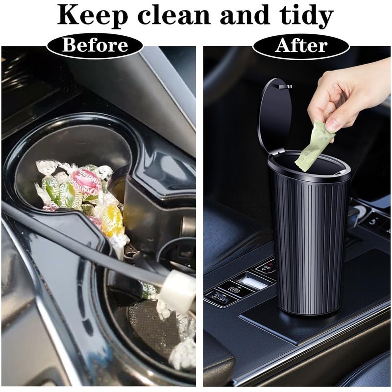 JOYSKY Car Trash Can with Lid - Mini Cup Holder Trash Bin with 5 Roll Trash Bags - Image 5