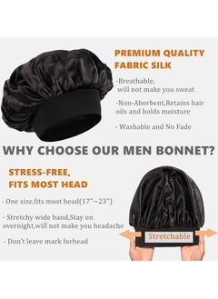Kimaya Bonnet for Men,Silk Bonnet for Sleeping,Double Layer Satin Bonnets for Women Curly Hair Braids,Reversible Sleep Bonnet  - Image 3