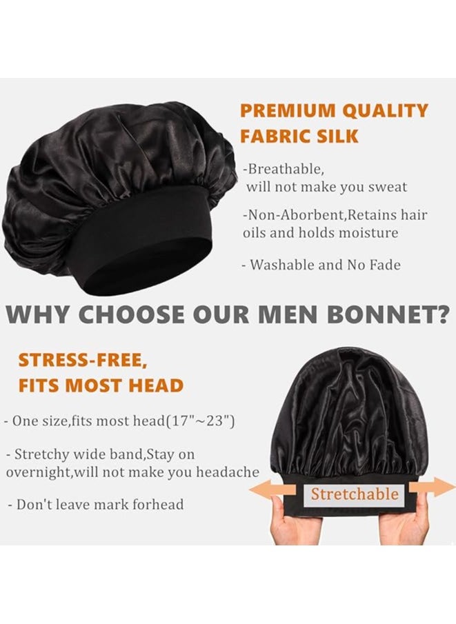 Kimaya Bonnet for Men,Silk Bonnet for Sleeping,Double Layer Satin Bonnets for Women Curly Hair Braids,Reversible Sleep Bonnet  - Image 3