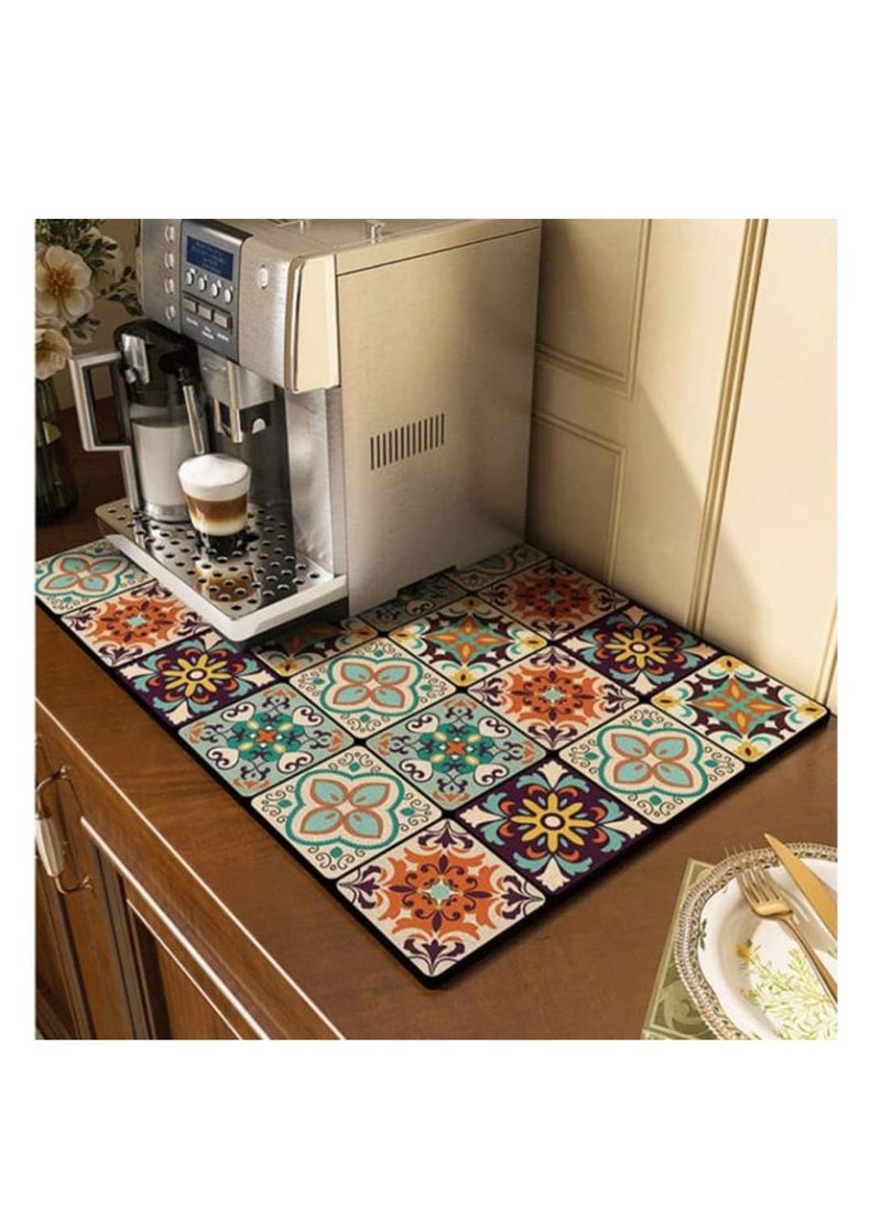 Arabest Colorful Coffee Maker Mat for Countertop, Coffee Mat Coffee Bar Accessories, Dish Drying Mat for Kitchen, Absorbent Quick Drying Mat, Countertop Protection Drying Pat, (30*40cm)  - Image 1