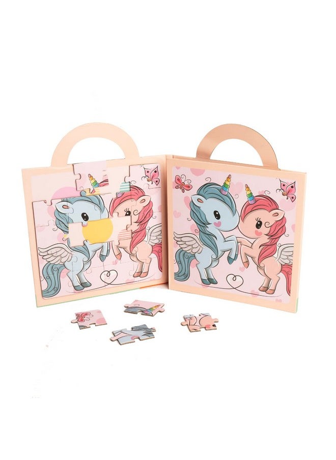 Edu Toys Edu Toys Magnetic Puzzle Book with 2 in 1 Puzzles for Kids Jigsaw Puzzle Floor Puzzle - Ages 3 + (Unicorn)  - Image 5