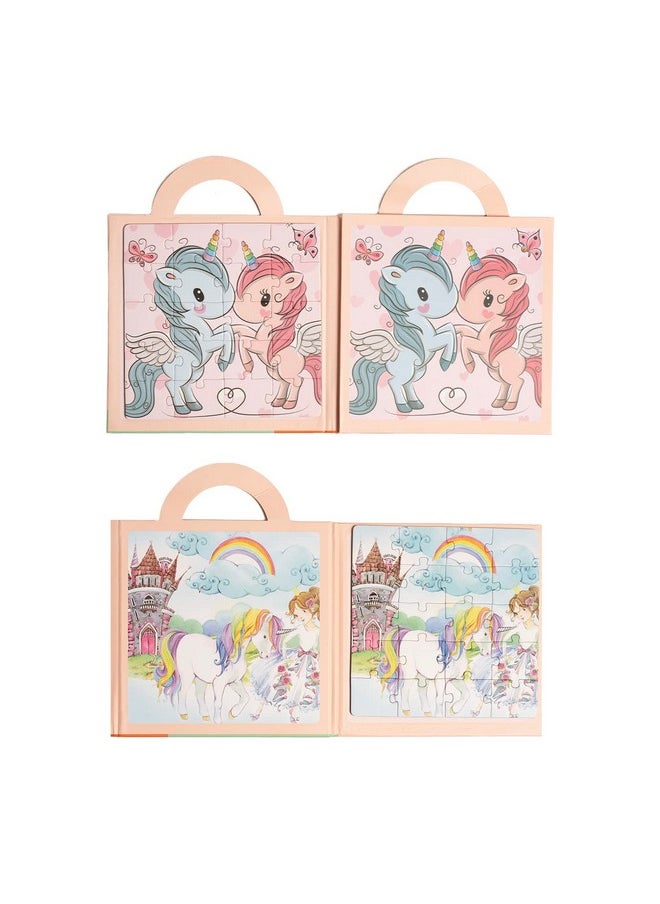 Edu Toys Edu Toys Magnetic Puzzle Book with 2 in 1 Puzzles for Kids Jigsaw Puzzle Floor Puzzle - Ages 3 + (Unicorn)  - Image 2