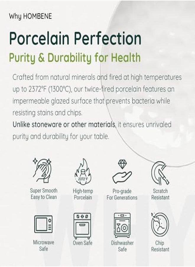 Generic - HOMBENE DINNERWARE NOT ONLY FOR DINNER White Set 12 Piece Service 6 Porcelain Sets Over Size Plates Sets Dessert Salad and Pasta Dishes Set - Image 1