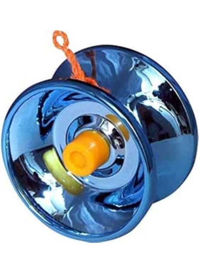 Generic Metallic YoYo Spinner Toy for Kids | Made of Fine Quality High Gloss Metal | with Approx. 1 m Long String | - Blue 