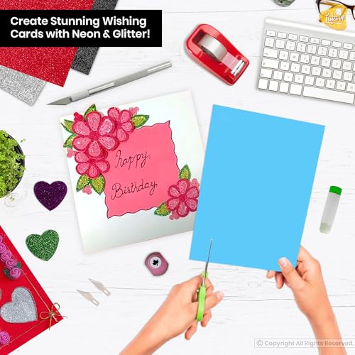 Lakeer Combo Pack A4 Neon & Glitter Eva Foam Sheets - 50 Neon + 10 Glitter Sheets - Scrapbooking, Craft & Decorations - Image 4
