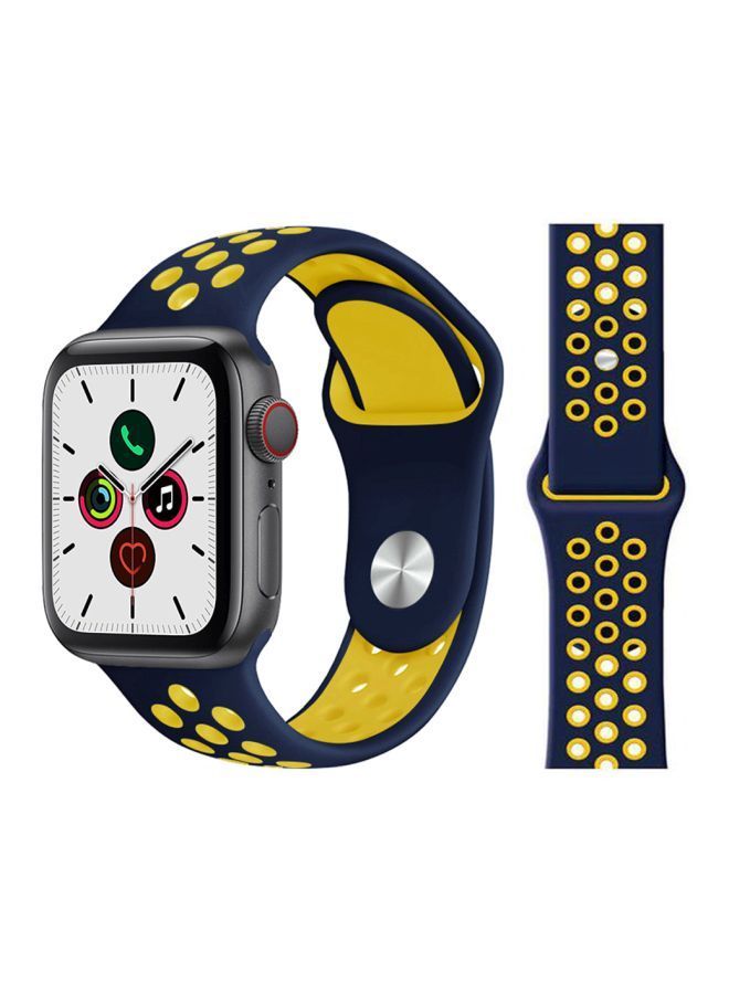 نيبمينينت سوار بديل لساعات أبل سيريز 5/4/3/2/1 مقاس 40/38 مم أزرق/أصفر - Image 2