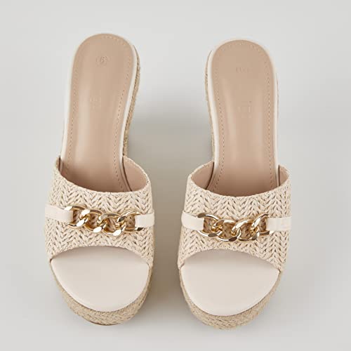 Coutgo Womens Platform Wedge Sandals Espadrille Chain Slip On Summer Slides Backless Open Toe Casual Shoes - Image 4