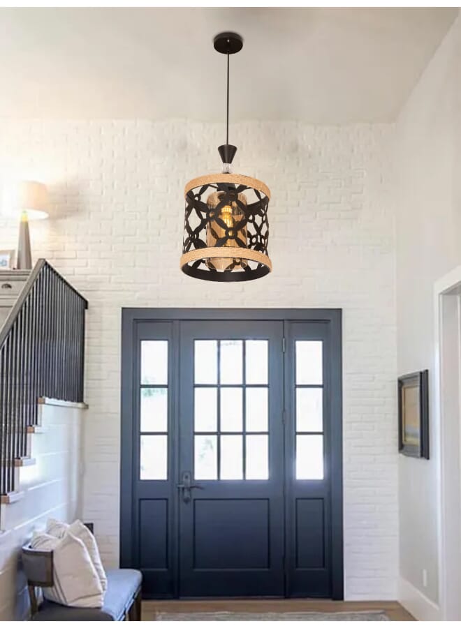 بيست باور مصباح معلق ريفي 6653 بقاعدة لمبة E27 – مصباح سقف بتصميم كلاسيكي مع كابل قابل للتعديل بطول 80 سم – إضاءة صناعية مثالية لغرفة الطعام والمطبخ والمعيشة (المصباح غير مشمول) - Image 1