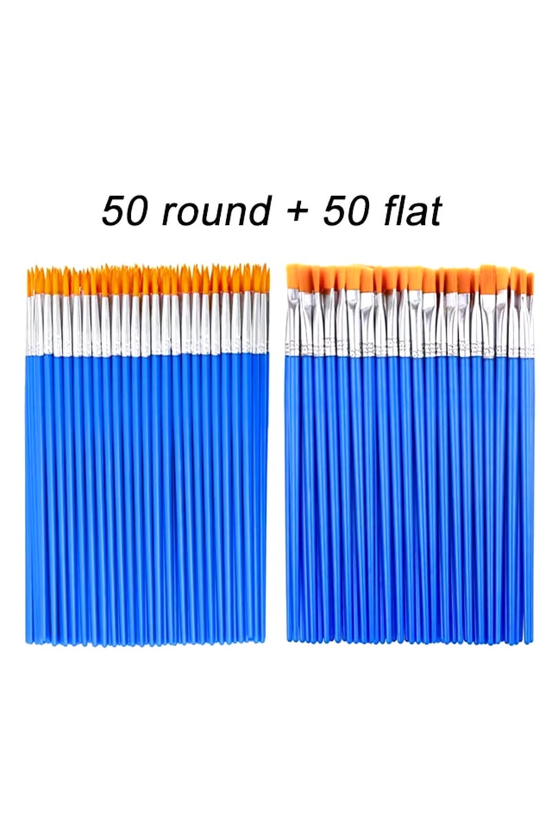 erorex mix 100pcs 100pcs Paint Brushes Set for Kids Acrylic with Flat Round Pointed Paint Brushes Craft Wat