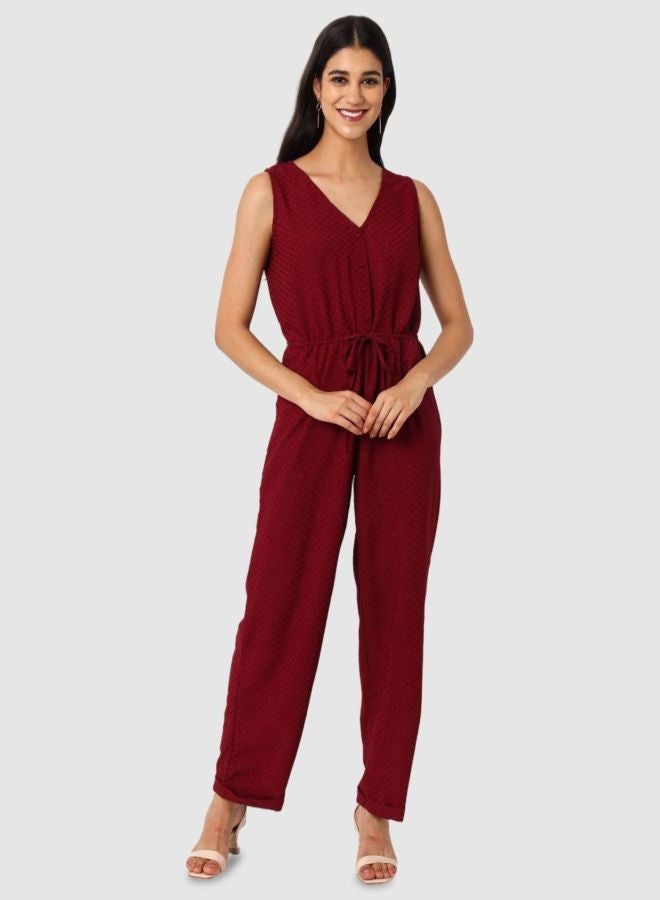 Freehand Women Regular Fit Textured V-Neck Jumpsuit - Image 2