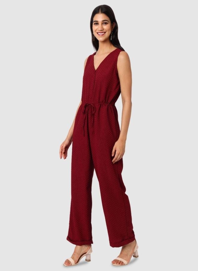 Freehand Women Regular Fit Textured V-Neck Jumpsuit - Image 5