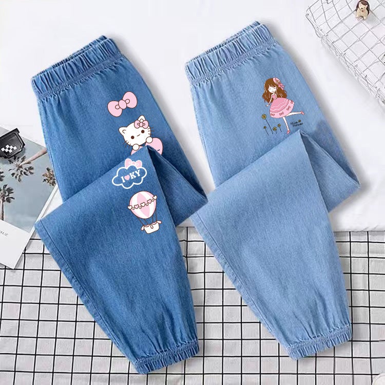 Girls' Pants Summer Thin Sports Pants Large Children'S Jeans Girls Western Style Children'S Mosquito-Proof Pants - Image 4