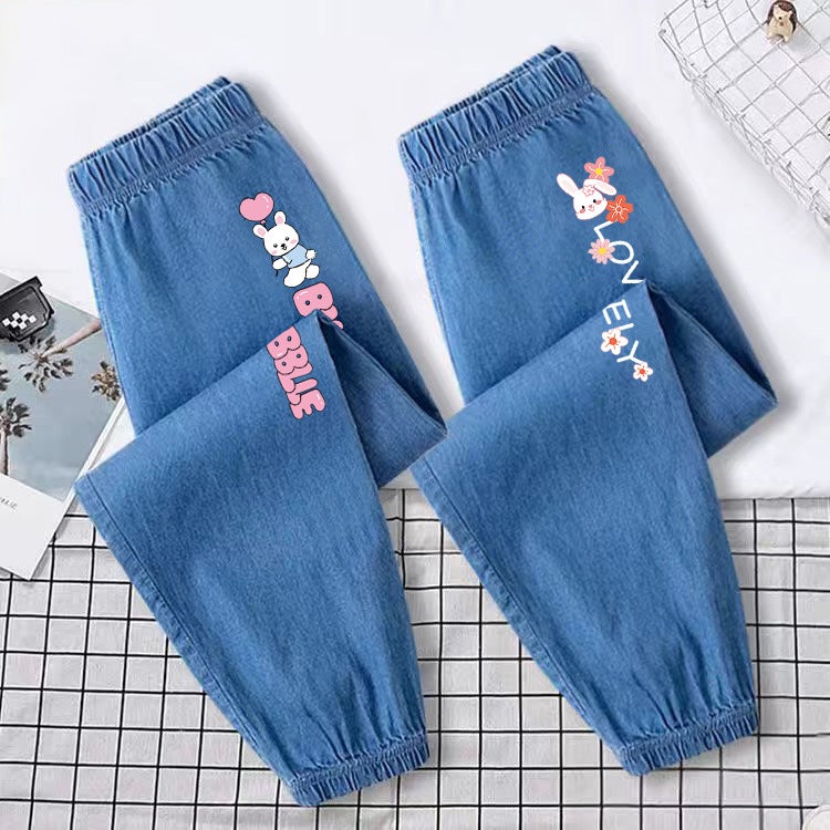 Girls' Pants Summer Thin Sports Pants Large Children'S Jeans Girls Western Style Children'S Mosquito-Proof Pants - Image 5