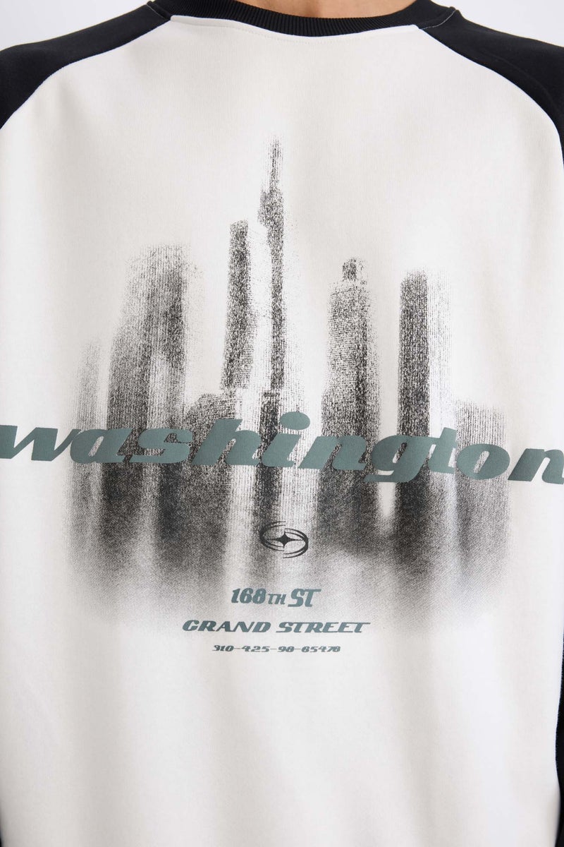 DeFacto Man Oversize Fit Printed Long Sleeve Sweatshirt  - Image 5