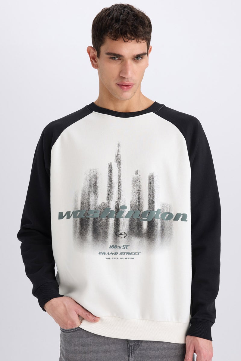 DeFacto Man Oversize Fit Printed Long Sleeve Sweatshirt  - Image 1