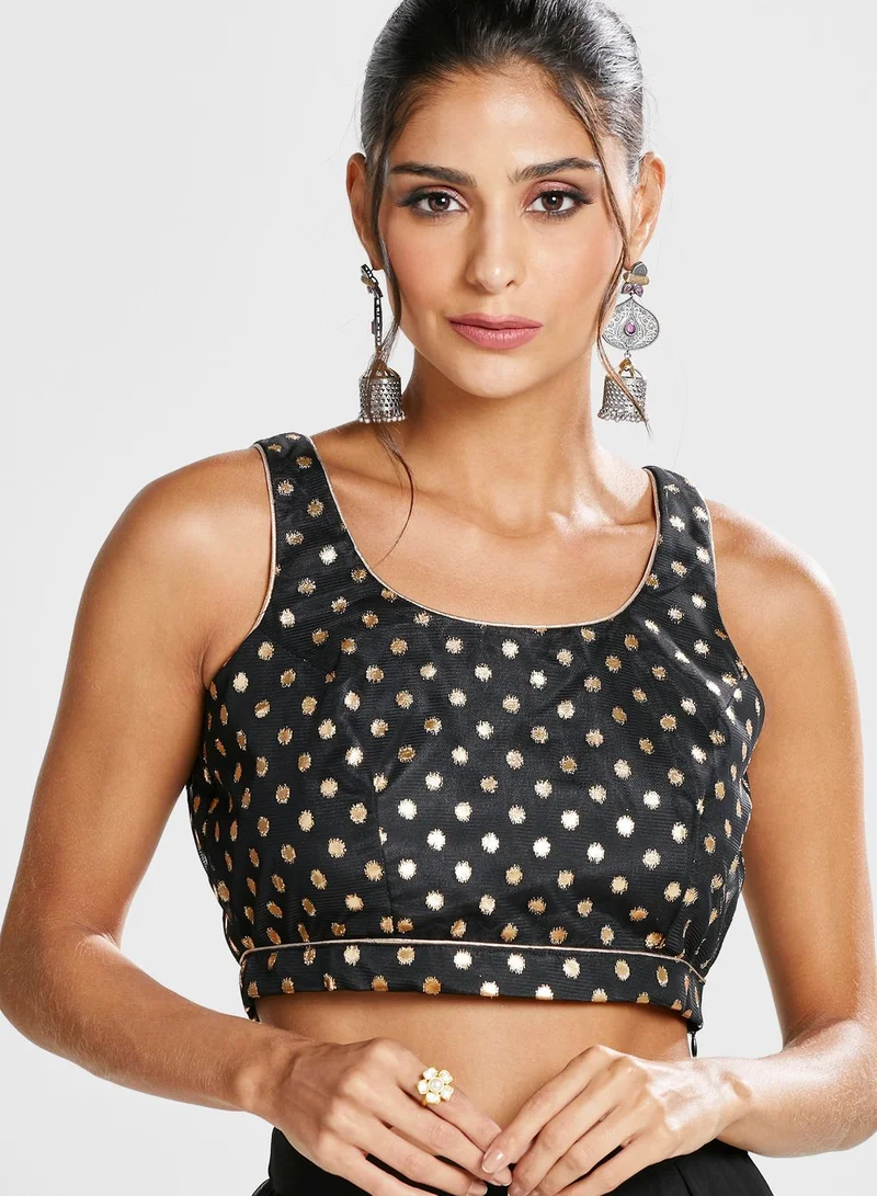 indya Indya X Shraddha Kapoor Polka Dot Halter Neck Crop Top