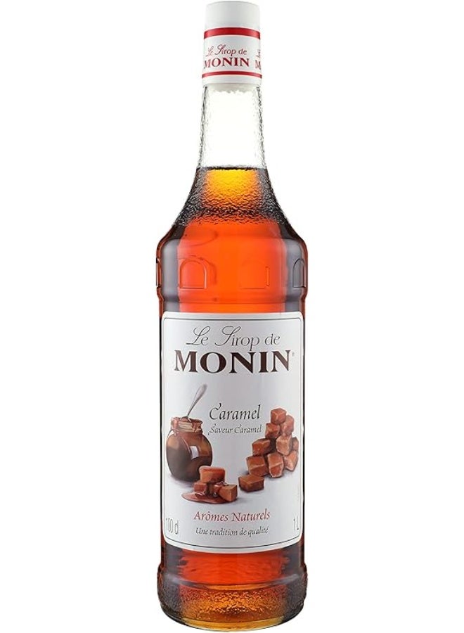Monin Premium Caramel Flavored Syrup for Coffee and Beverages - 1L - Image 1