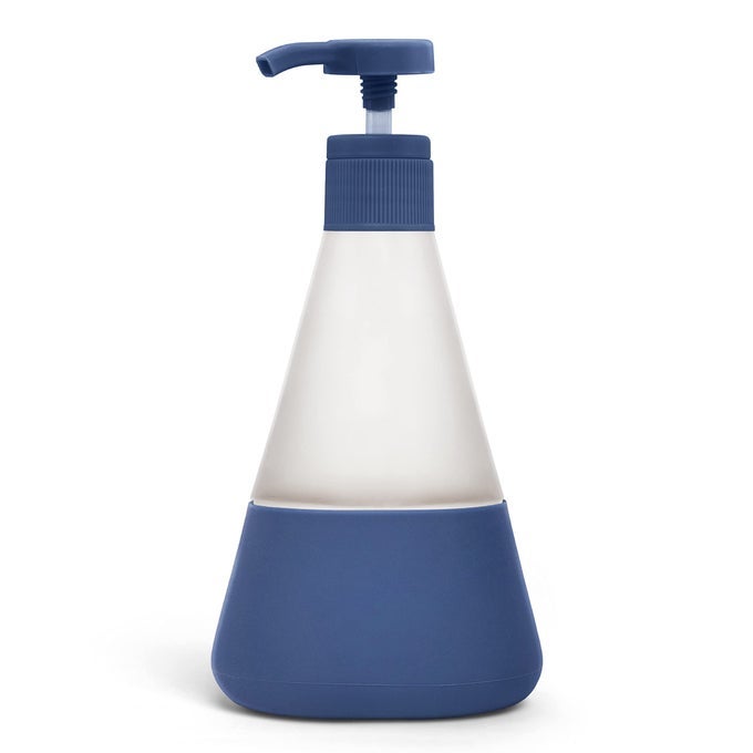 HAND SOAP DISPENSER 12OZ 1 PACK REFILLABLE GLASS SOAP DISPENSER WITH PUMP SHATTER RESISTANT NON SLIP SILICONE SLEEVE MIDNIGHT BLUE