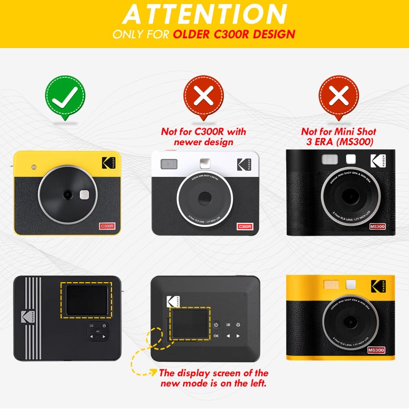 Rieibi حافظة ريبى ميني شوت 3 ريترو، حافظة واقية من جلد PU للإصدار السابق من كاميرا Kodak Mini Shot 3 Retro C300R 2 في 1 / طابعة فورية محمولة مع حزام كتف - بني (الكاميرا غير مشمولة) - Image 2