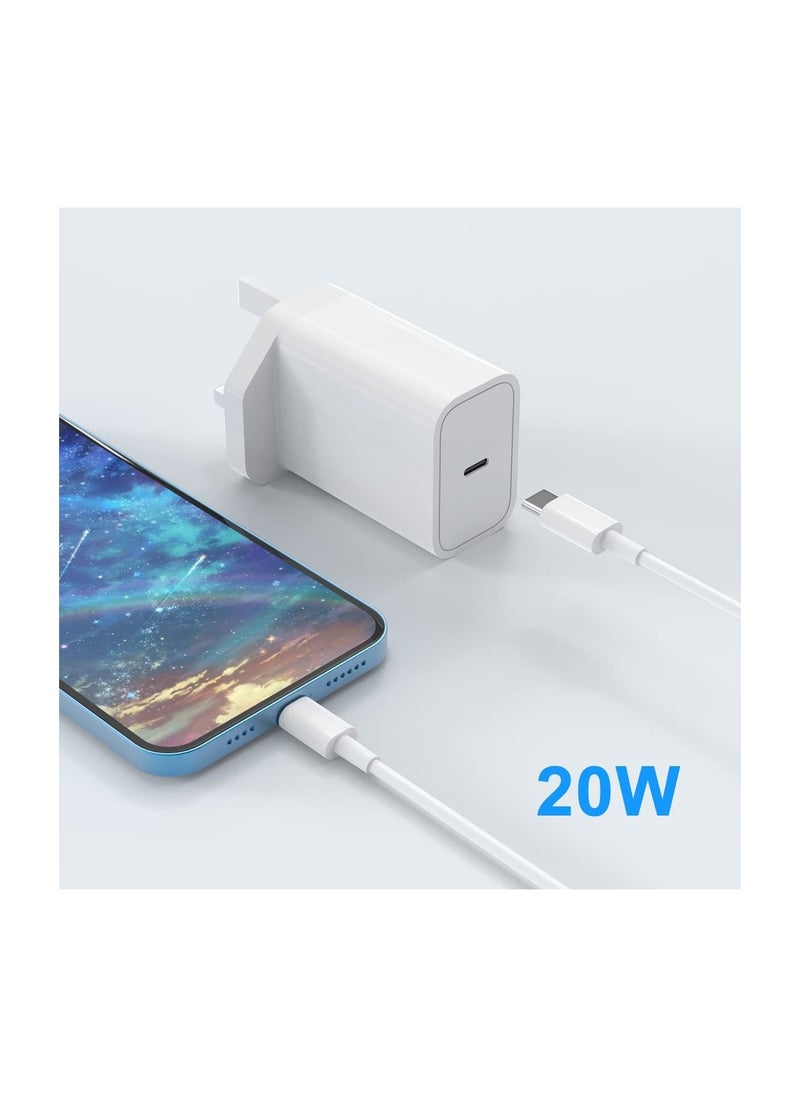 20W USB C Power Adapter Fast Charger with 4ft Cable Compatible with IPhone 13/13 Pro/ 12 Pro/12 Mini/ 11/11 Pro/XS/Max/XR/X/8 Plus