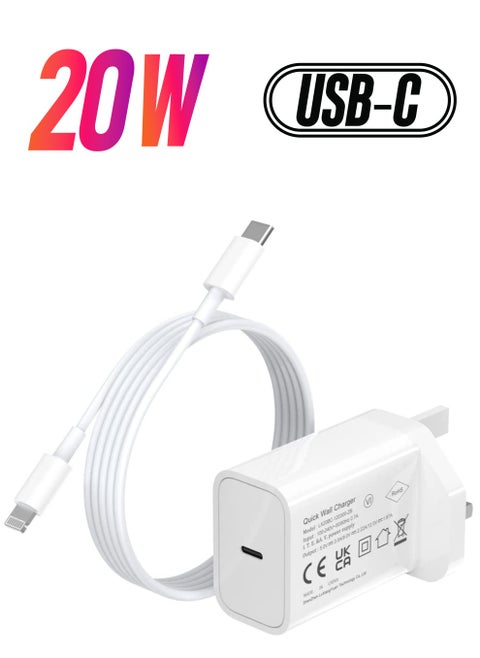 20W USB C Power Adapter Fast Charger with 4ft Cable Compatible with IPhone 13/13 Pro/ 12 Pro/12 Mini/ 11/11 Pro/XS/Max/XR/X/8 Plus